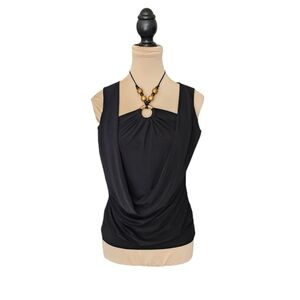 Too Mi Black Front Tie Tank Sz S